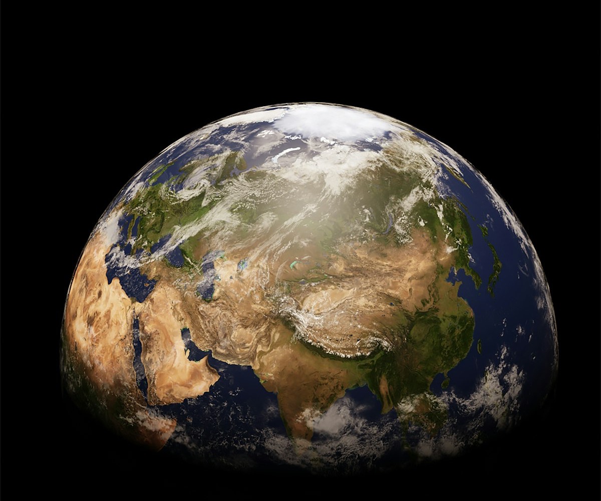 Earth viewed from space showing the Middle East, India, China and Southeast Asia